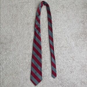 Elegant Burgundy and Gray Striped Men's Tie
